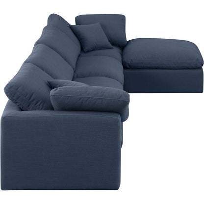 Indulge Navy Linen Textured Fabric Modular Sectional