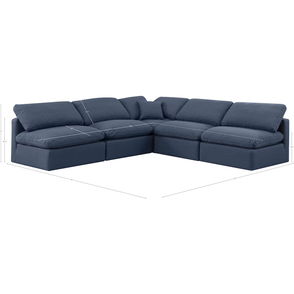 Indulge Navy Linen Textured Fabric Modular Sectional