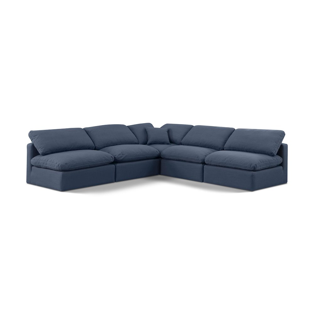 Indulge Navy Linen Textured Fabric Modular Sectional