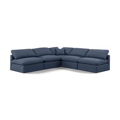 Indulge Navy Linen Textured Fabric Modular Sectional