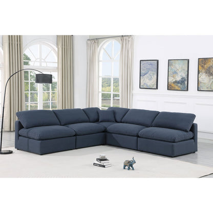 Indulge Navy Linen Textured Fabric Modular Sectional