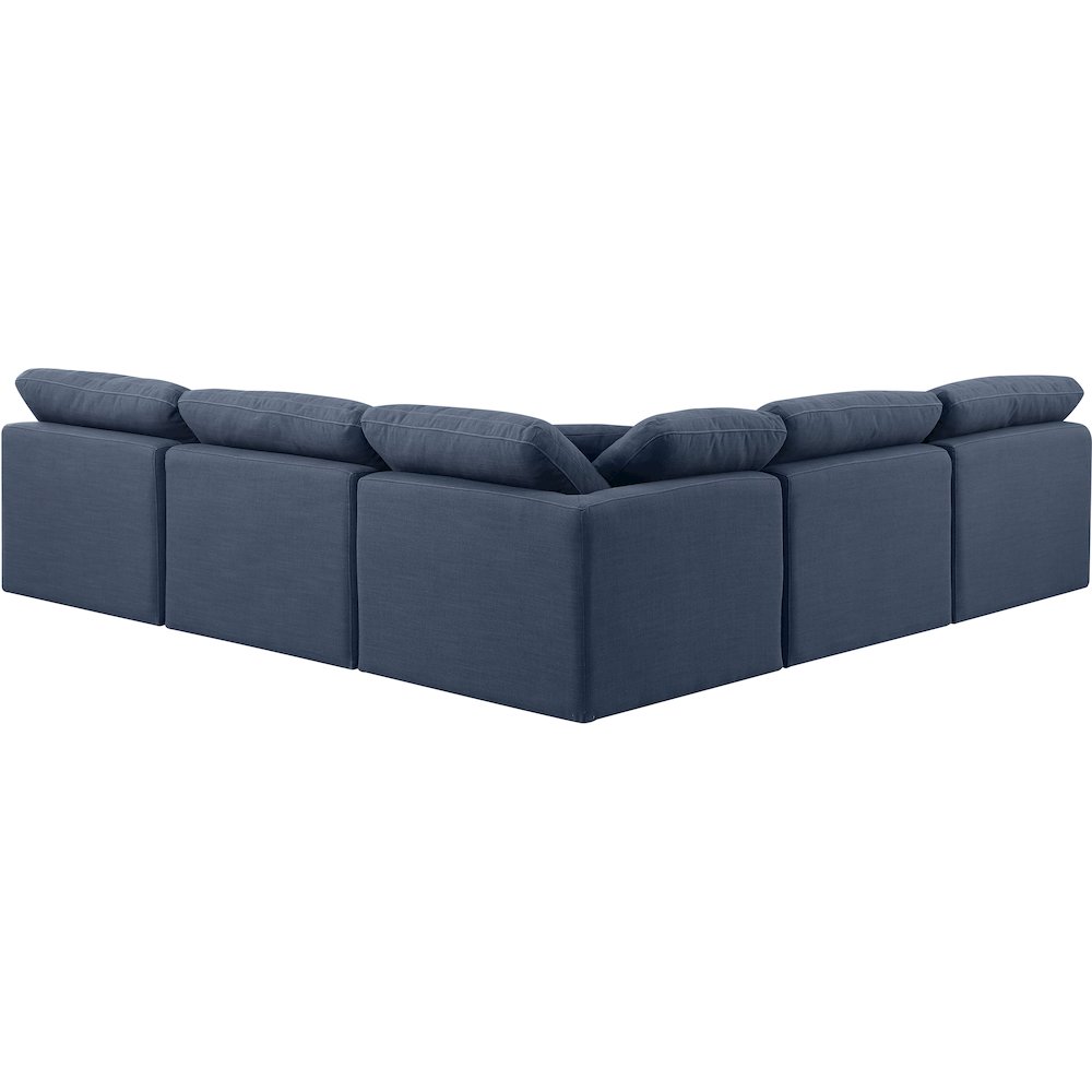 Indulge Navy Linen Textured Fabric Modular Sectional