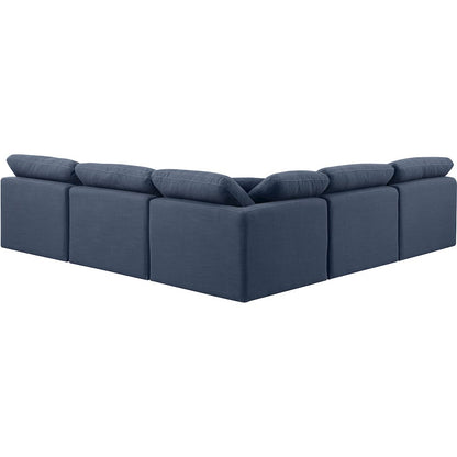 Indulge Navy Linen Textured Fabric Modular Sectional