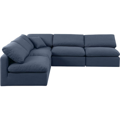 Indulge Navy Linen Textured Fabric Modular Sectional