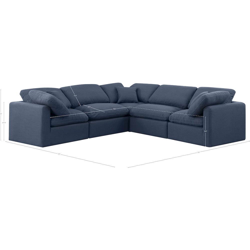 Indulge Navy Linen Textured Fabric Modular Sectional