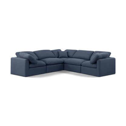 Indulge Navy Linen Textured Fabric Modular Sectional