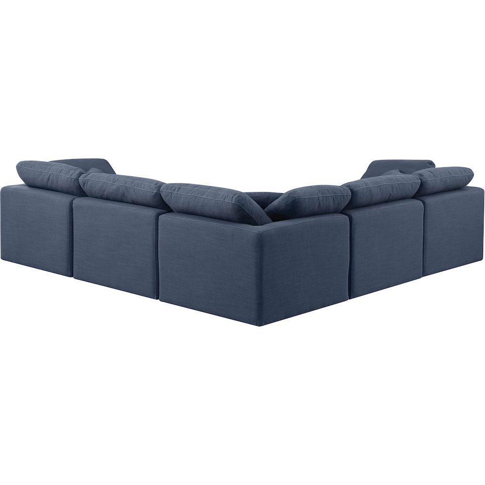 Indulge Navy Linen Textured Fabric Modular Sectional