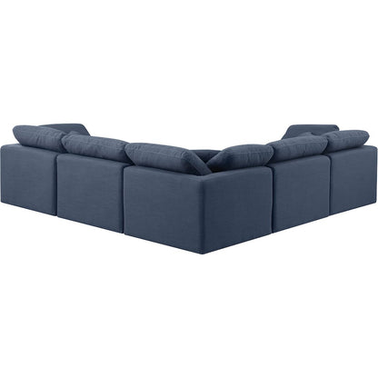 Indulge Navy Linen Textured Fabric Modular Sectional