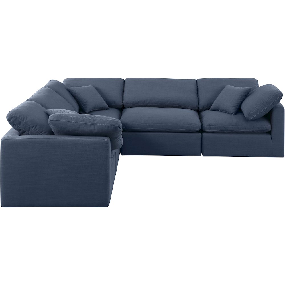 Indulge Navy Linen Textured Fabric Modular Sectional