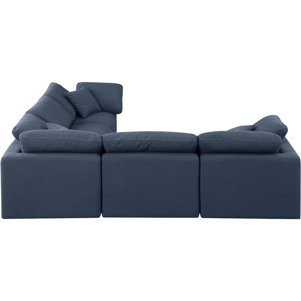 Indulge Navy Linen Textured Fabric Modular Sectional