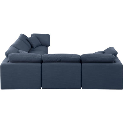 Indulge Navy Linen Textured Fabric Modular Sectional