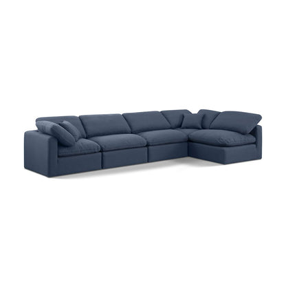 Indulge Navy Linen Textured Fabric Modular Sectional