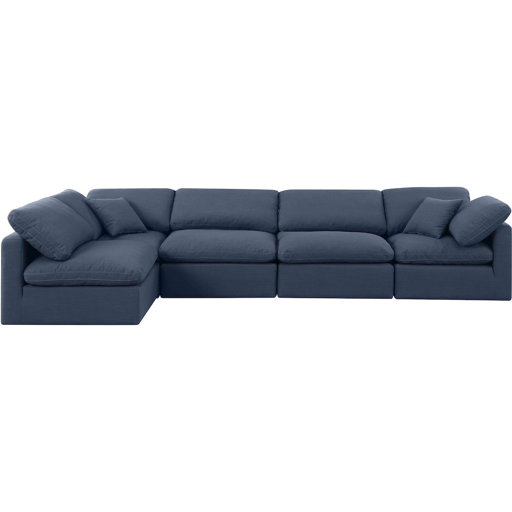 Indulge Navy Linen Textured Fabric Modular Sectional
