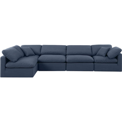 Indulge Navy Linen Textured Fabric Modular Sectional