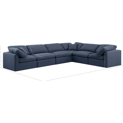 Indulge Navy Linen Textured Fabric Modular Sectional