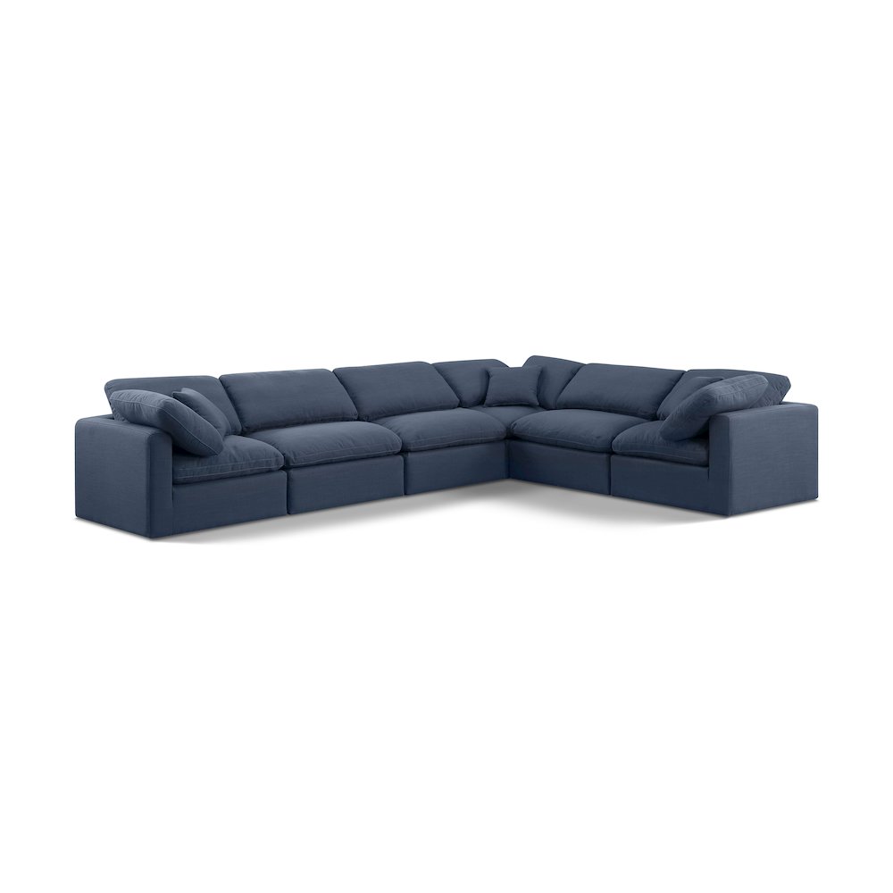Indulge Navy Linen Textured Fabric Modular Sectional
