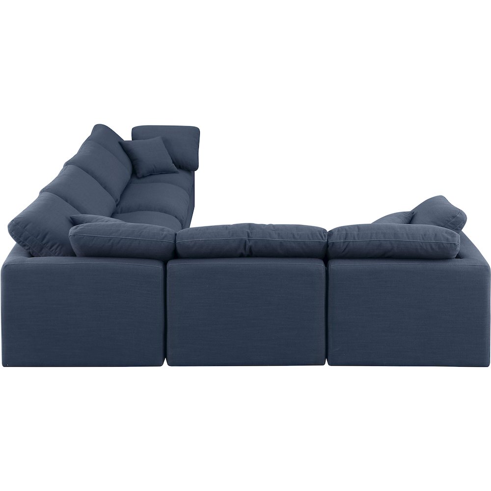 Indulge Navy Linen Textured Fabric Modular Sectional