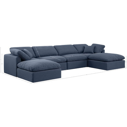 Indulge Navy Linen Textured Fabric Modular Sectional
