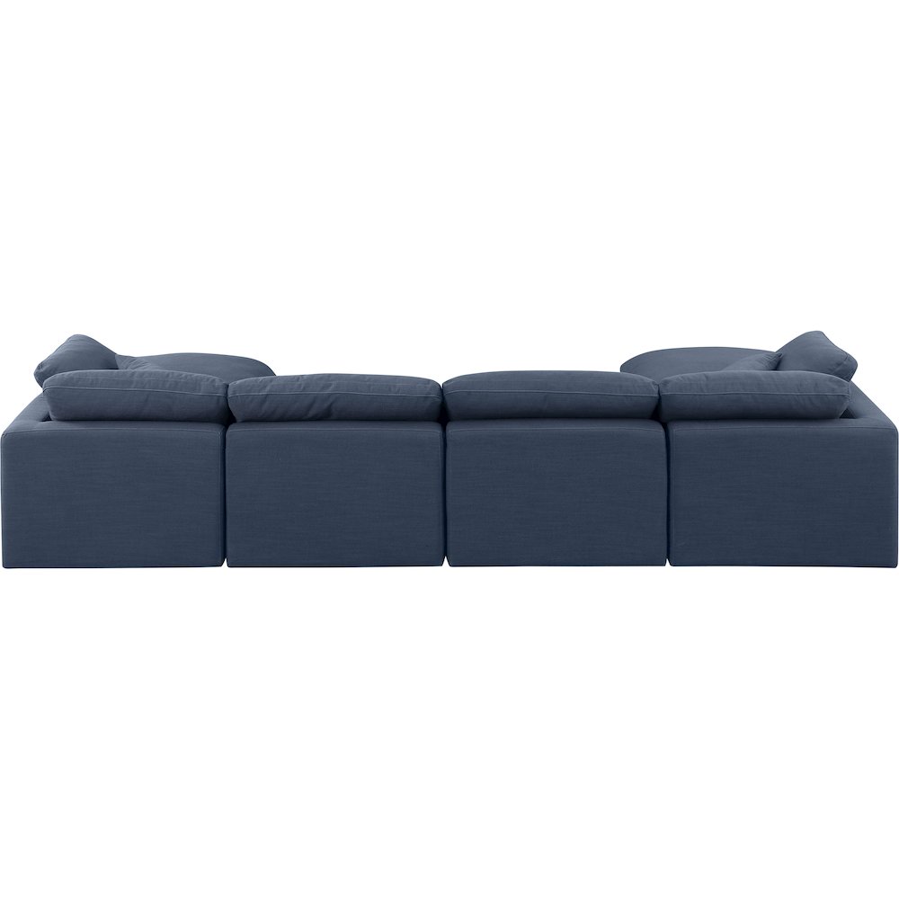 Indulge Navy Linen Textured Fabric Modular Sectional