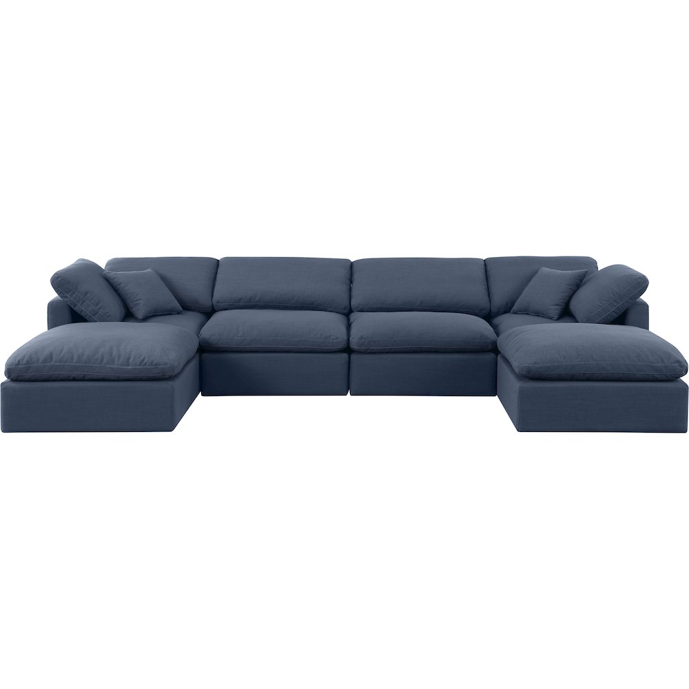 Indulge Navy Linen Textured Fabric Modular Sectional
