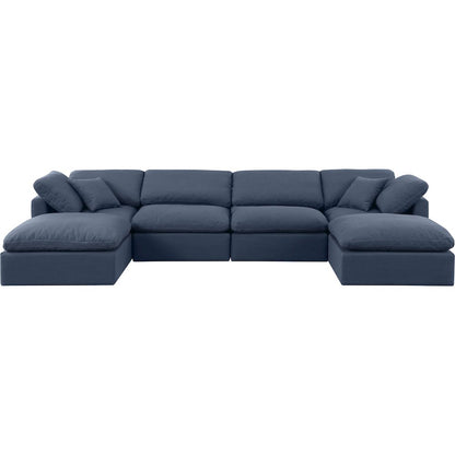 Indulge Navy Linen Textured Fabric Modular Sectional