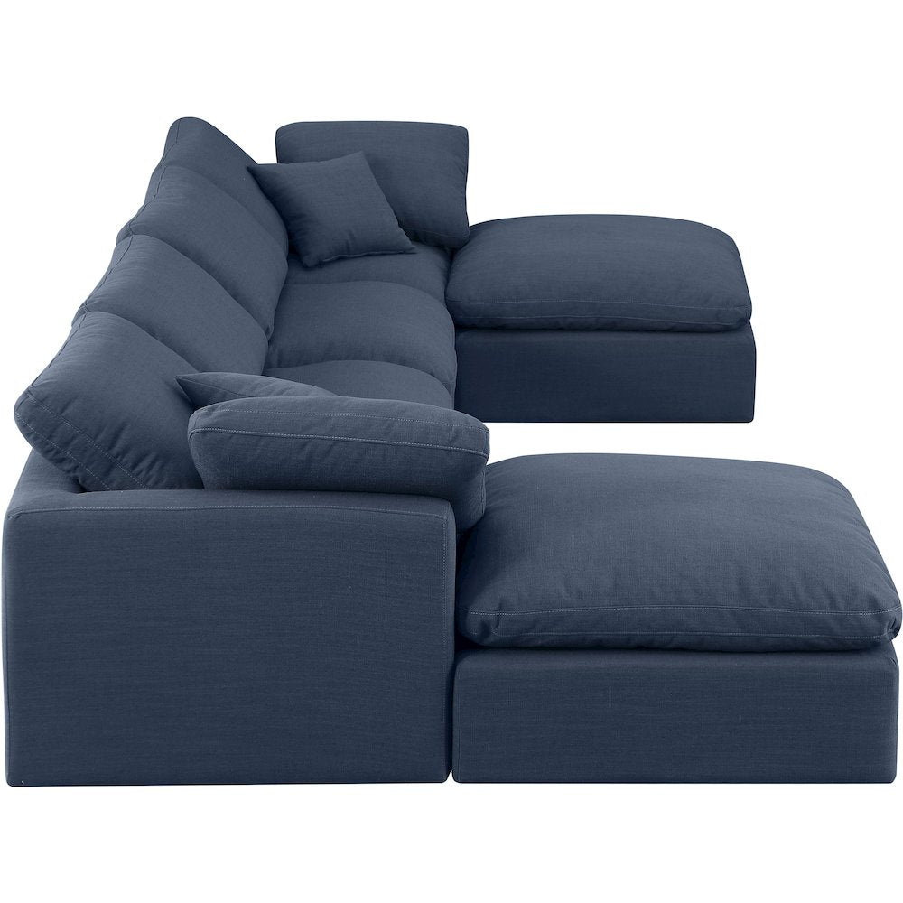 Indulge Navy Linen Textured Fabric Modular Sectional