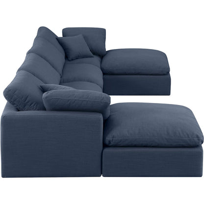 Indulge Navy Linen Textured Fabric Modular Sectional