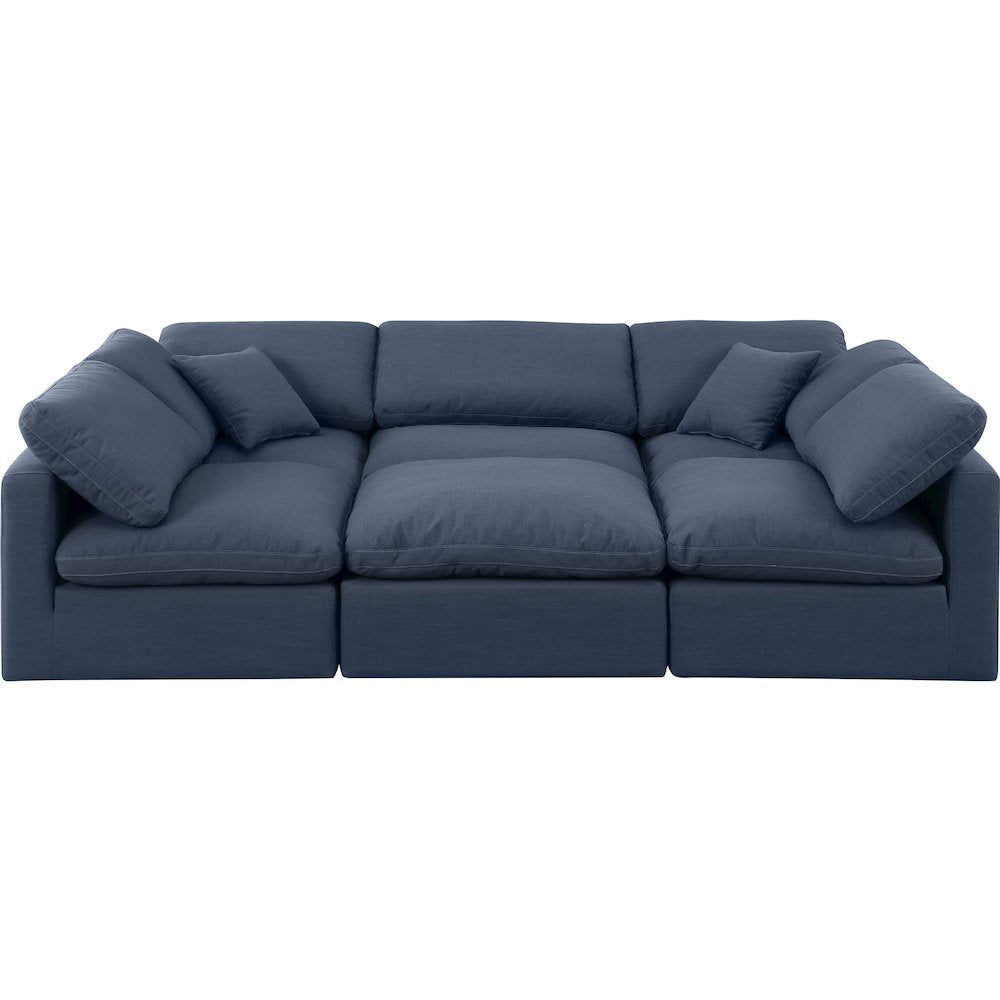 Indulge Navy Linen Textured Fabric Modular Sectional