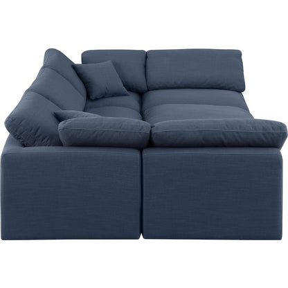 Indulge Navy Linen Textured Fabric Modular Sectional