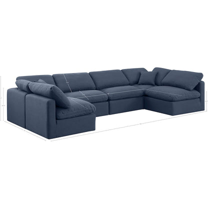 Indulge Navy Linen Textured Fabric Modular Sectional