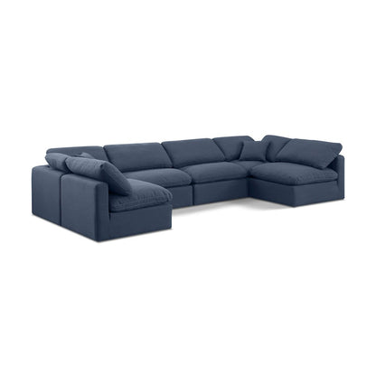 Indulge Navy Linen Textured Fabric Modular Sectional