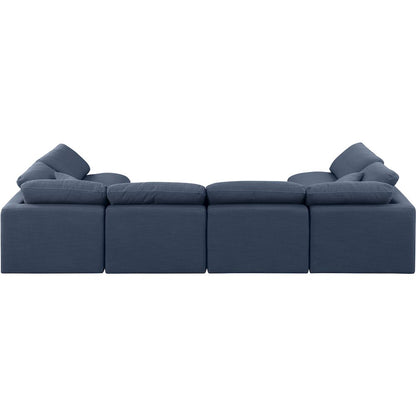 Indulge Navy Linen Textured Fabric Modular Sectional