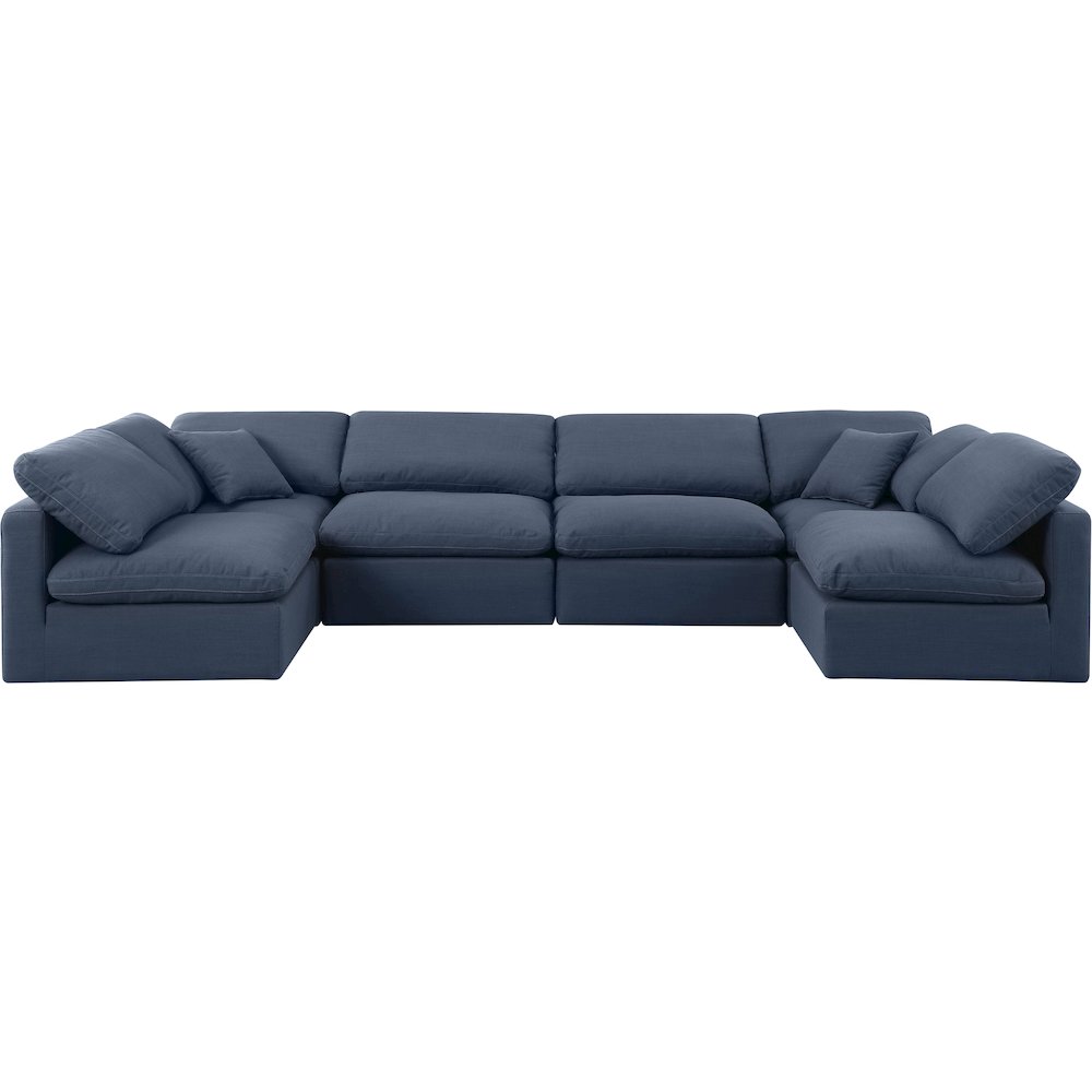Indulge Navy Linen Textured Fabric Modular Sectional
