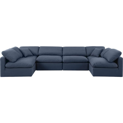 Indulge Navy Linen Textured Fabric Modular Sectional