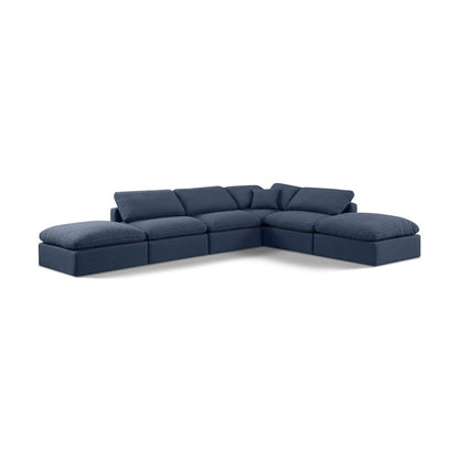 Indulge Navy Linen Textured Fabric Modular Sectional