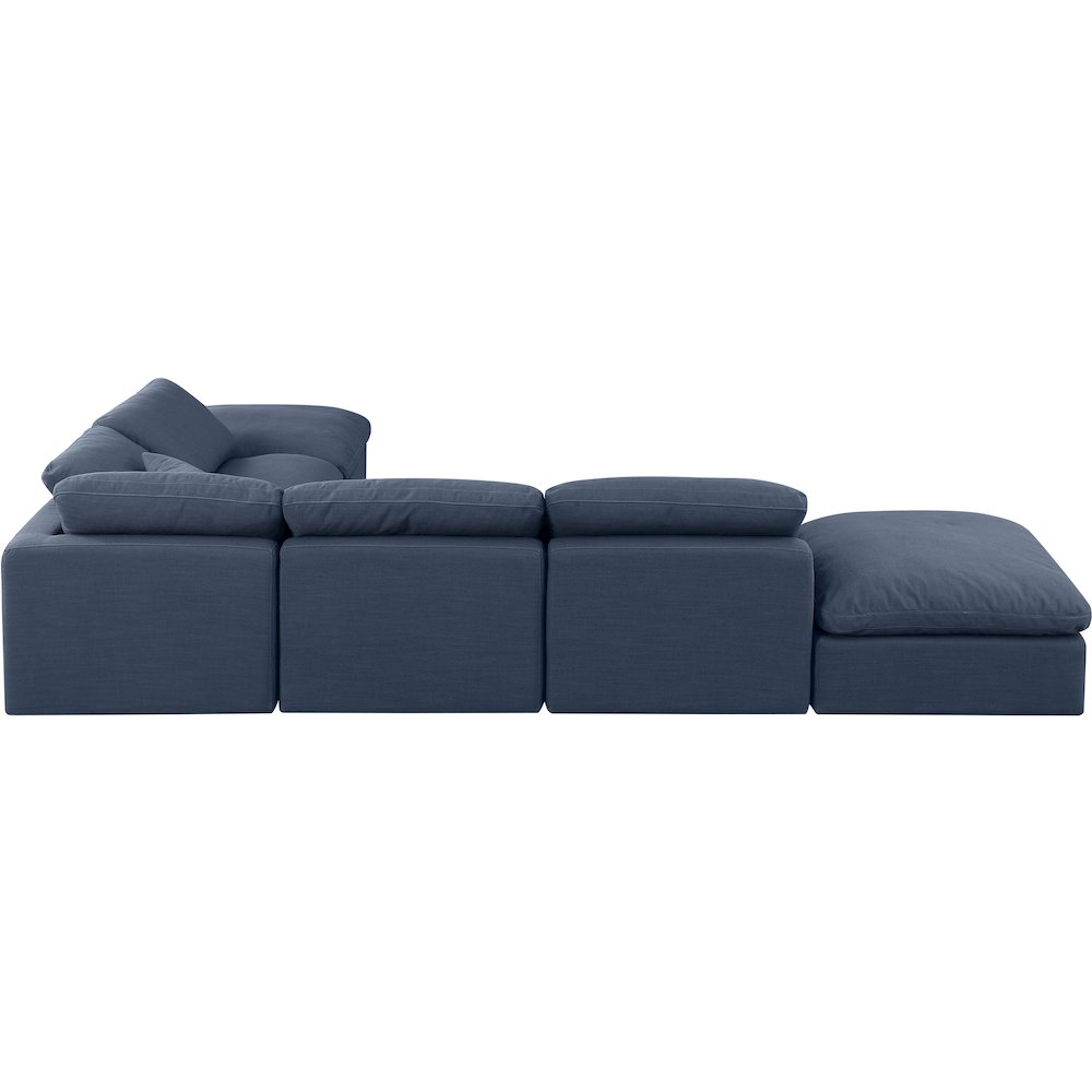 Indulge Navy Linen Textured Fabric Modular Sectional