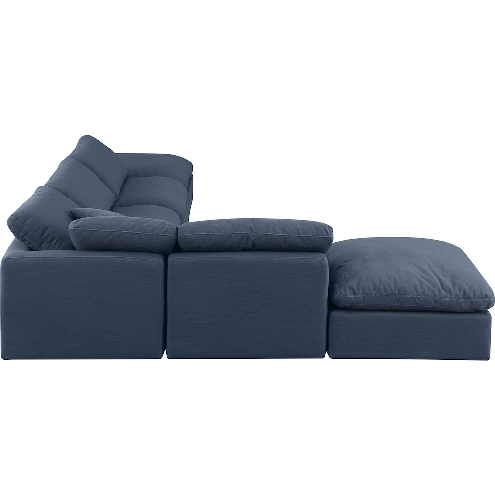 Indulge Navy Linen Textured Fabric Modular Sectional
