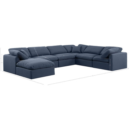 Indulge Navy Linen Textured Fabric Modular Sectional
