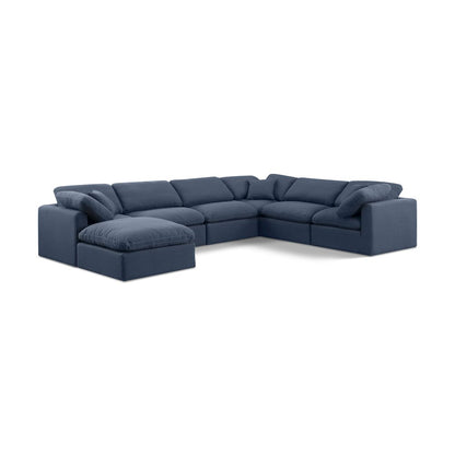 Indulge Navy Linen Textured Fabric Modular Sectional