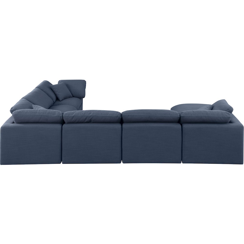Indulge Navy Linen Textured Fabric Modular Sectional