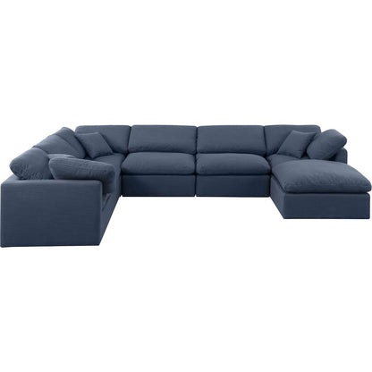 Indulge Navy Linen Textured Fabric Modular Sectional