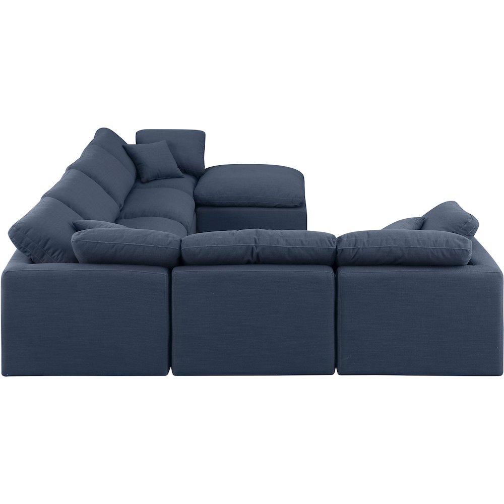 Indulge Navy Linen Textured Fabric Modular Sectional