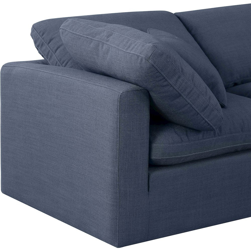 Indulge Navy Linen Textured Fabric Modular Sectional