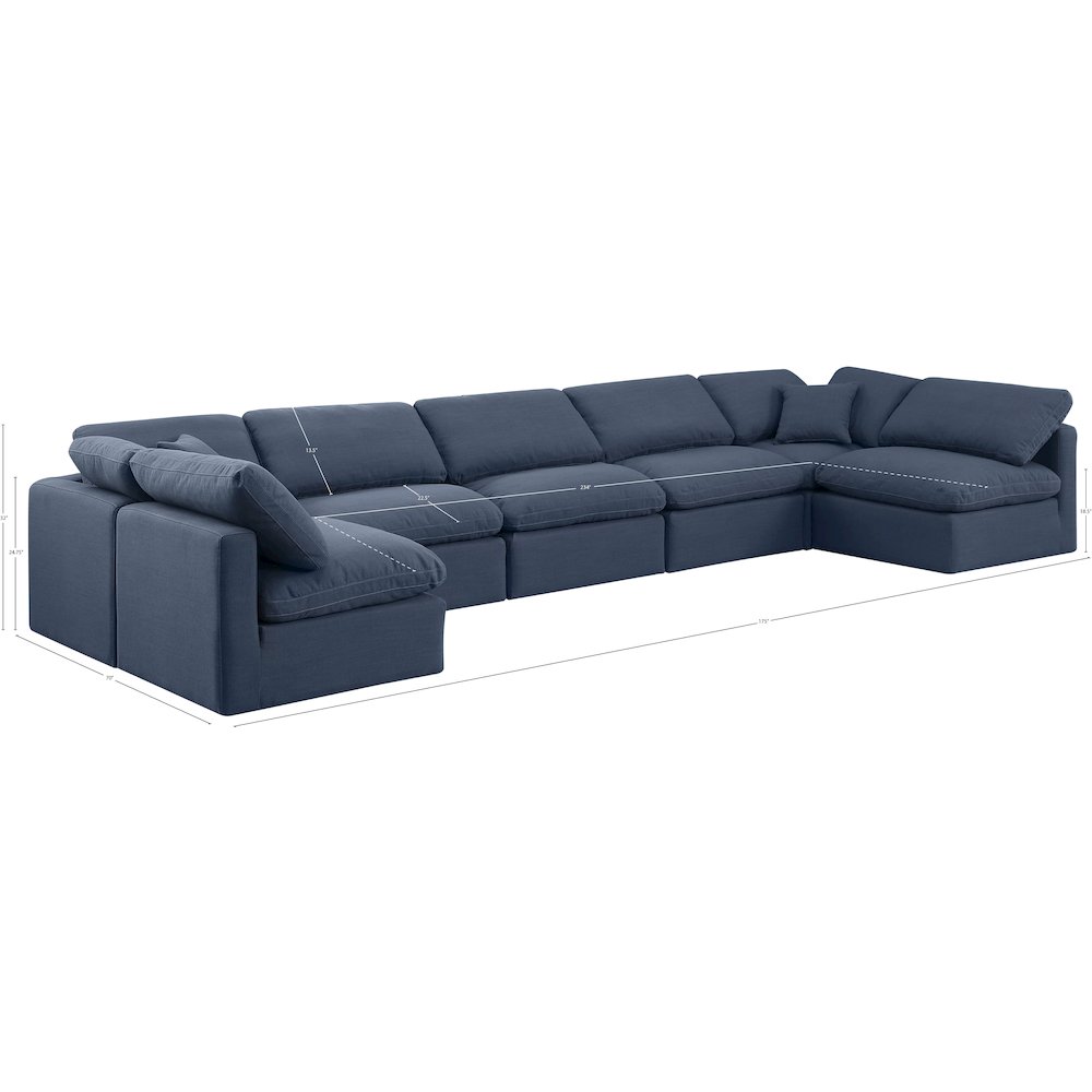 Indulge Navy Linen Textured Fabric Modular Sectional