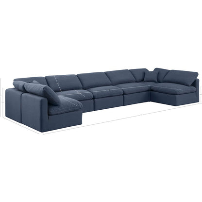 Indulge Navy Linen Textured Fabric Modular Sectional