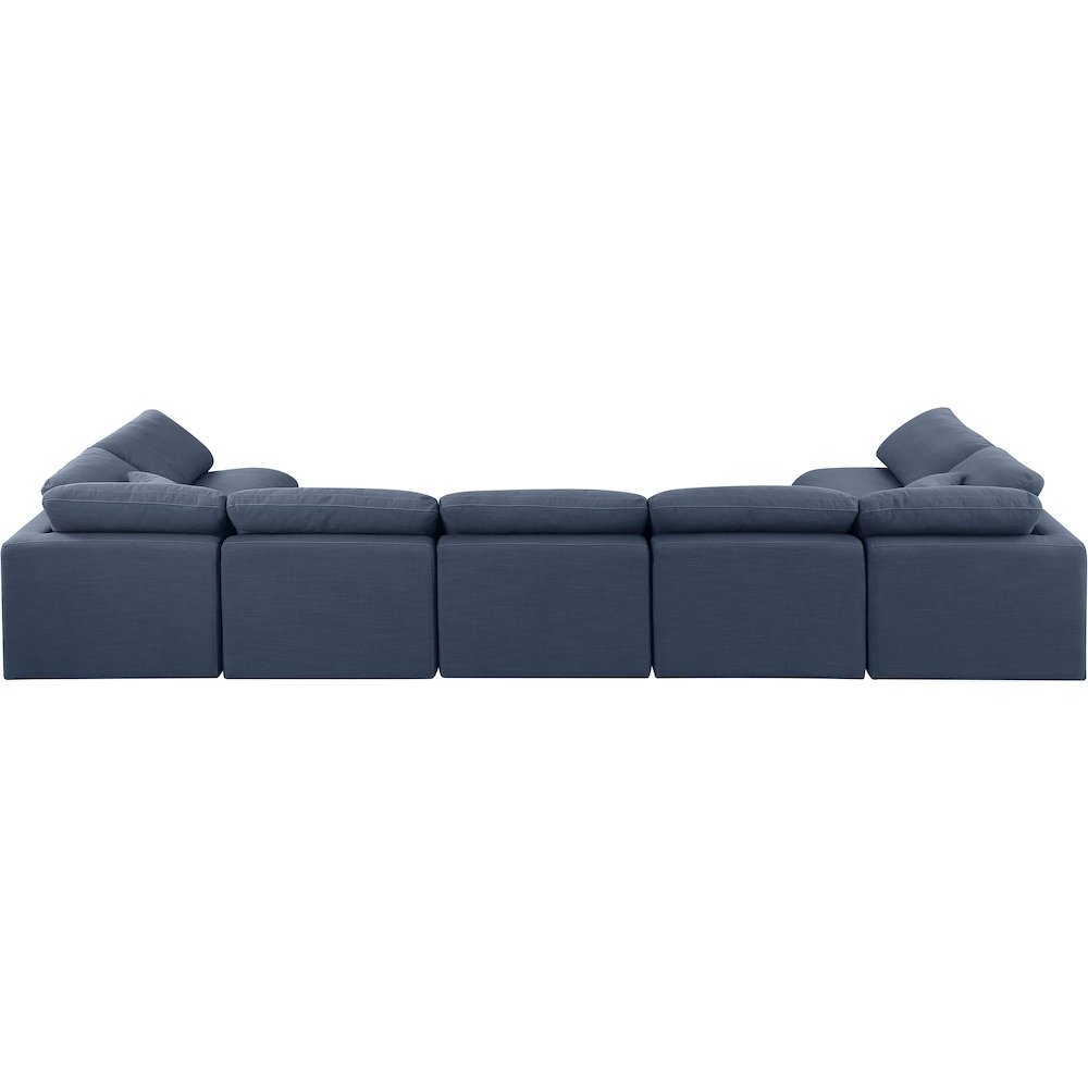 Indulge Navy Linen Textured Fabric Modular Sectional