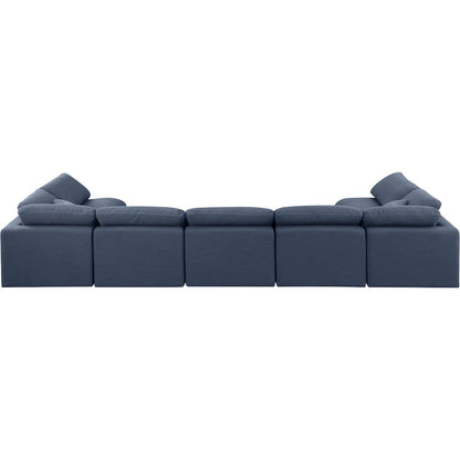 Indulge Navy Linen Textured Fabric Modular Sectional