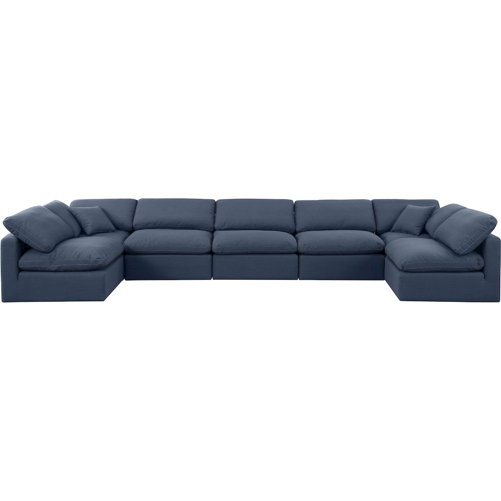 Indulge Navy Linen Textured Fabric Modular Sectional