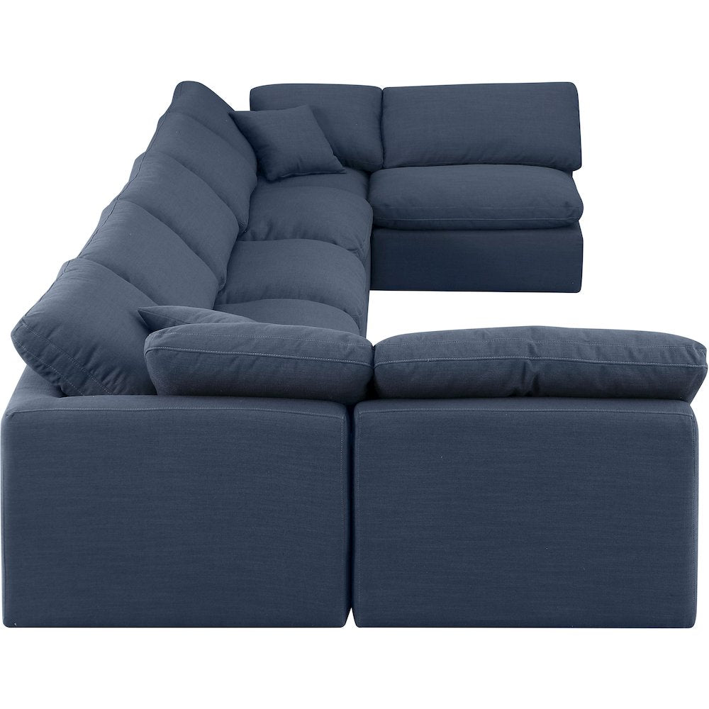 Indulge Navy Linen Textured Fabric Modular Sectional