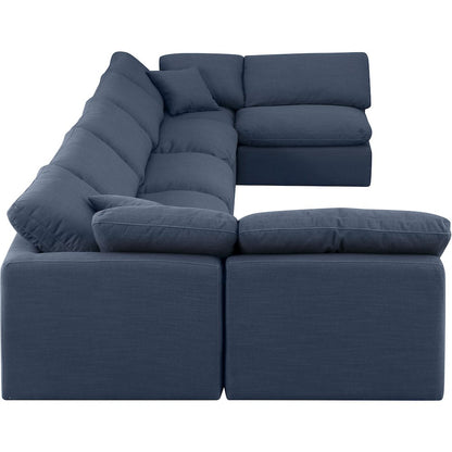 Indulge Navy Linen Textured Fabric Modular Sectional